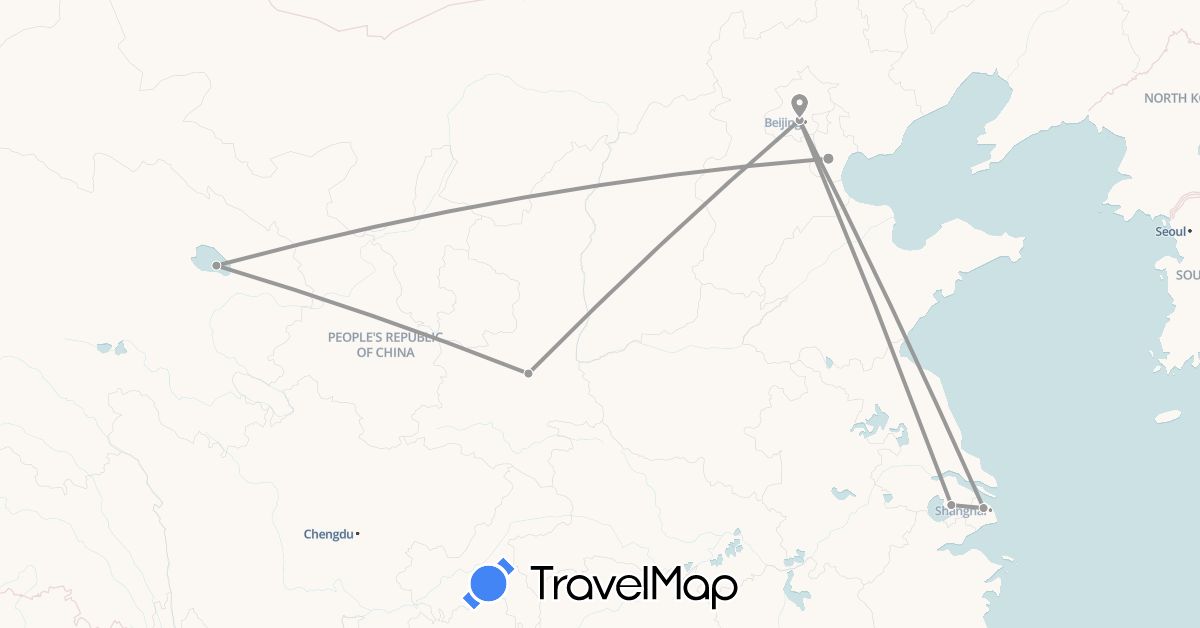 TravelMap itinerary: plane in China (Asia)